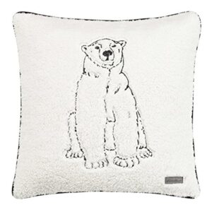 eddie bauer home throw pillow with zipper closure, perfect home decor for bed or sofa, 20" x 20", polar bear grey/white