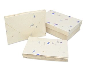 nepali cherish greeting card & envelope box set with handmade lokta paper from nepal, 15 greeting cards (cornflower)