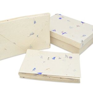 Nepali Cherish Greeting Card & Envelope Box Set with Handmade Lokta Paper from Nepal, 15 Greeting Cards (Cornflower)