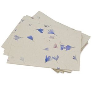 Nepali Cherish Greeting Card & Envelope Box Set with Handmade Lokta Paper from Nepal, 15 Greeting Cards (Cornflower)