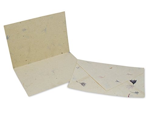 Nepali Cherish Greeting Card & Envelope Box Set with Handmade Lokta Paper from Nepal, 15 Greeting Cards (Cornflower)