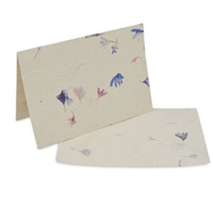 Nepali Cherish Greeting Card & Envelope Box Set with Handmade Lokta Paper from Nepal, 15 Greeting Cards (Cornflower)