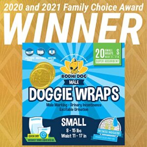 Disposable Dog Diapers Male | 20 Premium Quality Adjustable Doggie Wraps with Moisture Control and Wetness Indicator | 20 Count Small Size