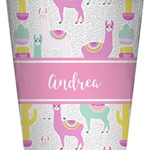 RNK Shops Llamas Waste Basket - Single Sided (White) (Personalized)