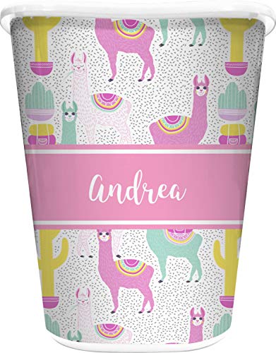 RNK Shops Llamas Waste Basket - Single Sided (White) (Personalized)