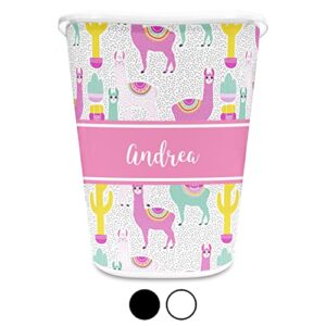 RNK Shops Llamas Waste Basket - Single Sided (White) (Personalized)