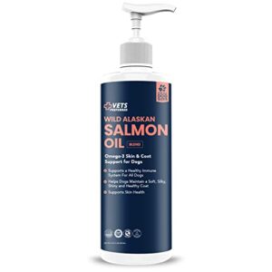 vets preferred wild alaskan salmon oil for dogs – premium omega 3 fish oil for healthy dog coat – immune support and heart health – all natural – rich in epa and dha