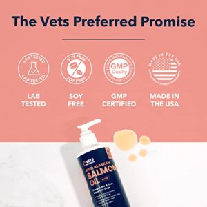 Vets Preferred Wild Alaskan Salmon Oil for Dogs – Premium Omega 3 Fish Oil for Healthy Dog Coat – Immune Support and Heart Health – All Natural – Rich in EPA and DHA