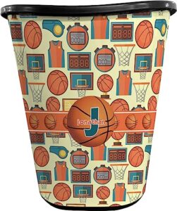 rnk shops basketball waste basket - single sided (black) (personalized)