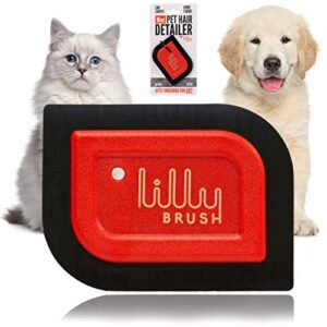 lilly brush mini pet hair detailer pet hair remover for car carpet, car seat, auto interior detailing, cat and dog hair remover for furniture, couch, clothing, reusable fur remover