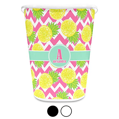 RNK Shops Pineapples Waste Basket - Single Sided (White) (Personalized)