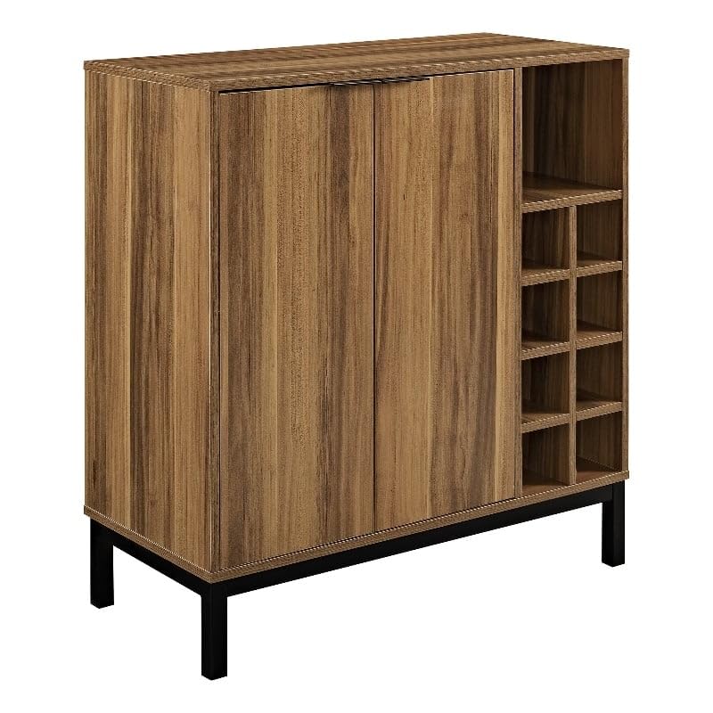 Walker Edison Mid-Century Modern Wood Kitchen Buffet Sideboard-Entryway Serving Storage Cabinet Doors-Dining Room Console, 34 Inch, Brown