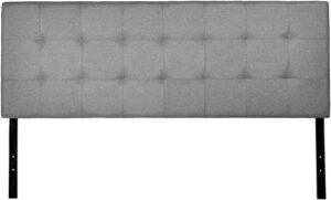 amazon basics faux linen upholstered tufted headboard, queen, gray