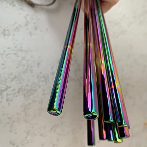 Koolemon 5pairs Polished Multicolor Rainbow 304 Stainless Steel Chopsticks Set,Metal Chopsticks Reusable, Dishwasher Safe, Traditional Chopstick,9.5inch