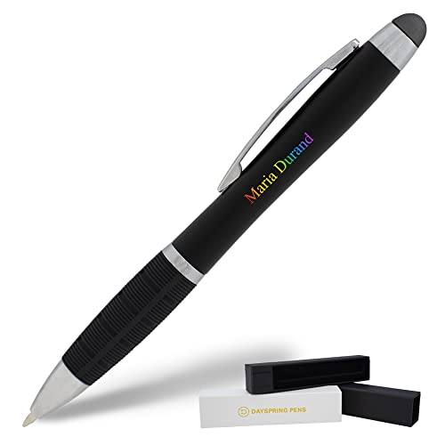 Dayspring Pens Personalized Pen | Black Lumen Light Up Pen. A Gift Pen With Engraving That Lights Up. Personalized Gift Light Up Click Stylus.