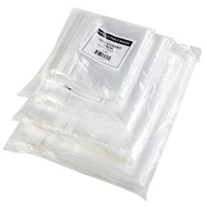 holly poly bags - 400 industrial strong clear poly bag combo set - 100 bags per size - 6x9, 8x10, 9x12, 11x14 - super strong seal with suffocation warning