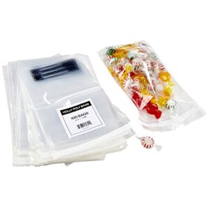 Holly Poly Bags - 400 Industrial Strong Clear Poly Bag Combo Set - 100 Bags Per Size - 6x9, 8x10, 9x12, 11x14 - Super Strong Seal with Suffocation Warning