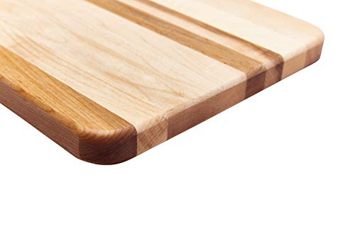 Labell Wood Cutting Boards - Medium Canadian Maple Chopping Board with Handle for Meats, Vegetables, Fruits, and Cheeses - Paddle Board Perfect for Carving, Serving, and Charcuterie (8" x 16" x 0.75")