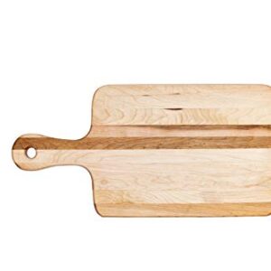 Labell Wood Cutting Boards - Medium Canadian Maple Chopping Board with Handle for Meats, Vegetables, Fruits, and Cheeses - Paddle Board Perfect for Carving, Serving, and Charcuterie (8" x 16" x 0.75")