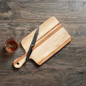 Labell Wood Cutting Boards - Medium Canadian Maple Chopping Board with Handle for Meats, Vegetables, Fruits, and Cheeses - Paddle Board Perfect for Carving, Serving, and Charcuterie (8" x 16" x 0.75")