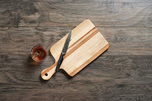 Labell Wood Cutting Boards - Medium Canadian Maple Chopping Board with Handle for Meats, Vegetables, Fruits, and Cheeses - Paddle Board Perfect for Carving, Serving, and Charcuterie (8" x 16" x 0.75")