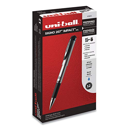 207 Impact Roller Ball Stick Gel Pen, Blue Ink, Bold