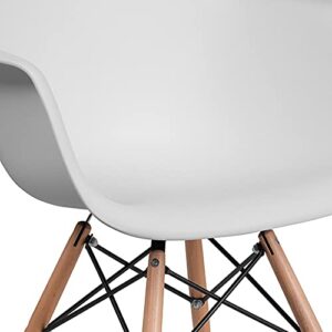 Flash Furniture 2 Pack Alonza Series White Plastic Chair with Wooden Legs