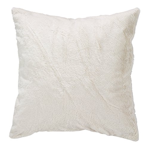 SARO LIFESTYLE Collection Faux Fur with Brushed Metallic Foil Print Pillow, 18", Silver