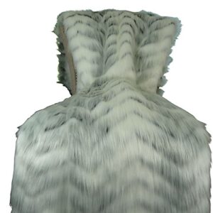 thomas collection white fox faux fur throw blanket & bedspread - white gray fox fur throw - luxury fox faux fur - soft faux fur blanket, handmade in us, 16483