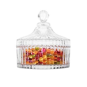 comsaf glass covered candy jar candy dish (diameter 5.5 inch), candy bowl with lid, gift for christmas, birthday, wedding anniversary, valentine's day, mother's day, housewarming