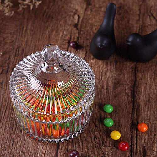 ComSaf Glass Covered Candy Jar Candy Dish (Diameter 5.5 Inch), Candy Bowl with Lid, Gift for Christmas, Birthday, Wedding Anniversary, Valentine's day, Mother's day, Housewarming