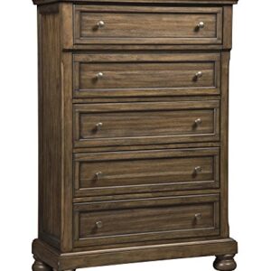 Signature Design by Ashley Flynnter Traditional 5 Drawer Chest, Medium Brown