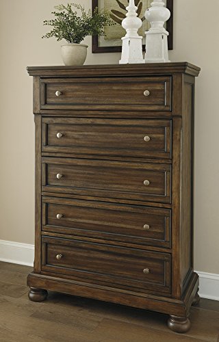 Signature Design by Ashley Flynnter Traditional 5 Drawer Chest, Medium Brown