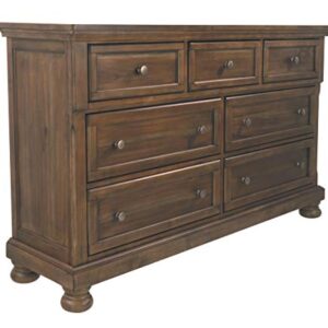 Signature Design by Ashley Flynnter Traditional 7 Drawer Dresser with Dovetial Construction, Tobacco Brown