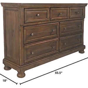 Signature Design by Ashley Flynnter Traditional 7 Drawer Dresser with Dovetial Construction, Tobacco Brown