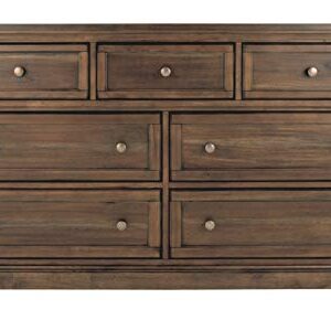 Signature Design by Ashley Flynnter Traditional 7 Drawer Dresser with Dovetial Construction, Tobacco Brown