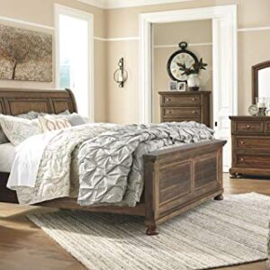 Signature Design by Ashley Flynnter Traditional 7 Drawer Dresser with Dovetial Construction, Tobacco Brown