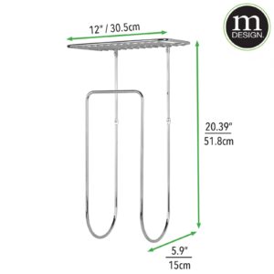 mDesign Steel Wall Mount Towel Rack Holder Organizer with Basket Shelf Storage for Bathroom, Kitchen, Laundry Room - Holds Towels, Washcloths, Hand Towels - Concerto Collection - Chrome
