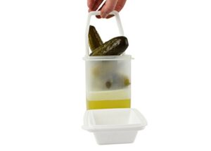 home-x - pickle storage container with strainer insert, the ultimate kitchenware food saver for preserving and keeping edibles fresh, white