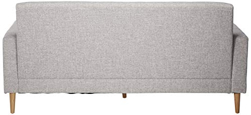 GDFStudio Christopher Knight Home Sawyer Mid-Century Modern Fabric 3-Seater Sofa, Light Grey Tweed / Natural