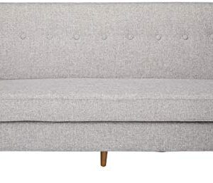 GDFStudio Christopher Knight Home Sawyer Mid-Century Modern Fabric 3-Seater Sofa, Light Grey Tweed / Natural