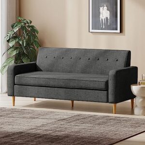 Christopher Knight Home Sawyer Mid-Century Modern Fabric 3-Seater Sofa, Grey / Natural