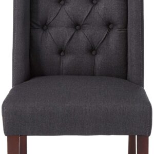 Christopher Knight Home Blythe Tufted Fabric Dining Chairs, 2-Pcs Set, Dark Charcoal / Brown