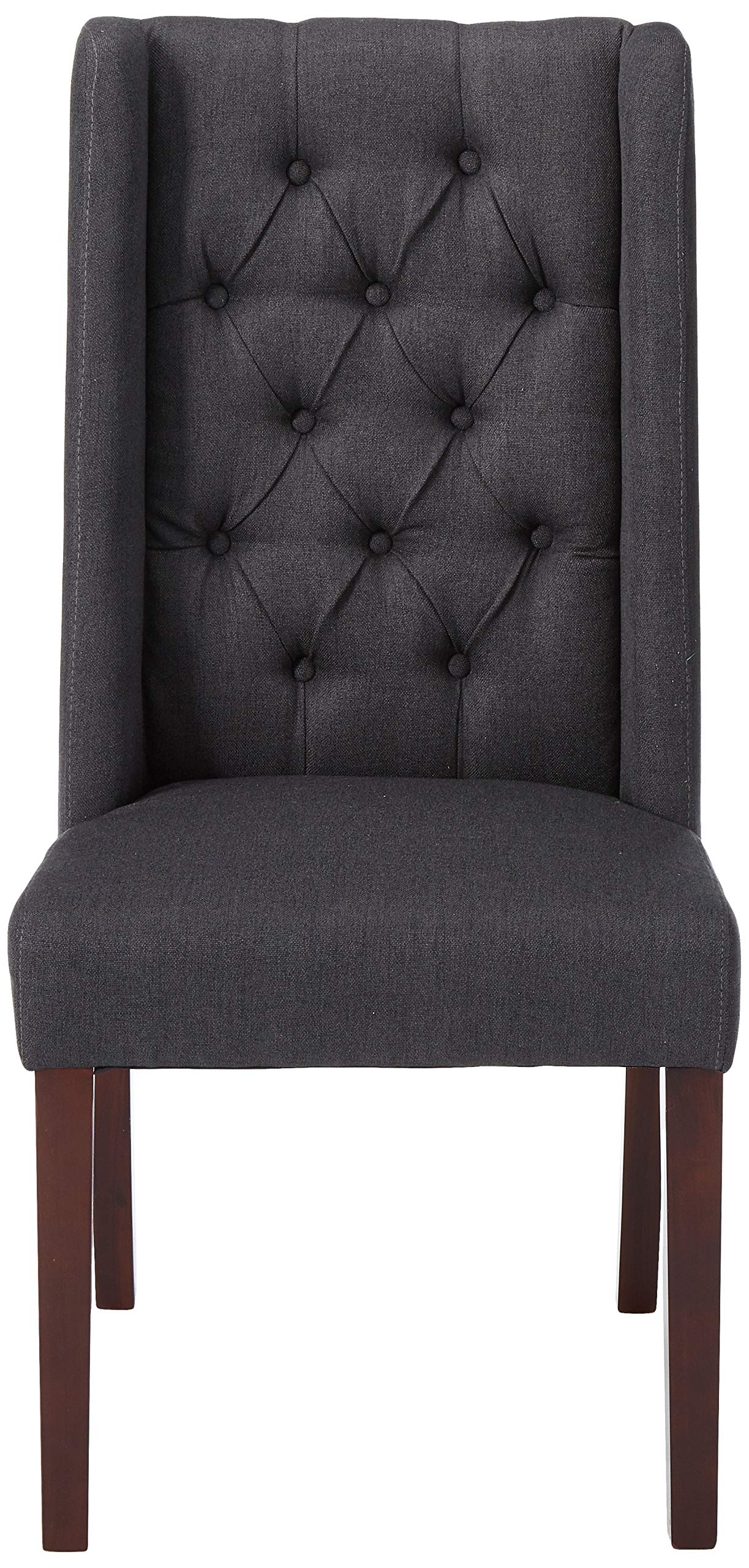 Christopher Knight Home Blythe Tufted Fabric Dining Chairs, 2-Pcs Set, Dark Charcoal / Brown