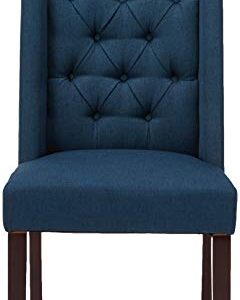 Christopher Knight Home Blythe Tufted Fabric Dining Chairs (, 2-Pcs Set - Navy Blue / Brown