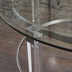 Christopher Knight Home Elowen Modern Round Tempered Glass Coffee Table with Acrylic and Iron Accents, Clear 35.5 in x 35.5 in x 18 in (W x L x H)