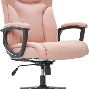 Serta Executive High Back Office Chair with Lumbar Support Ergonomic Upholstered Swivel Gaming Friendly Design, Microfiber, Pink