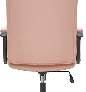 Serta Executive High Back Office Chair with Lumbar Support Ergonomic Upholstered Swivel Gaming Friendly Design, Microfiber, Pink