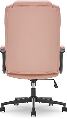 Serta Executive High Back Office Chair with Lumbar Support Ergonomic Upholstered Swivel Gaming Friendly Design, Microfiber, Pink