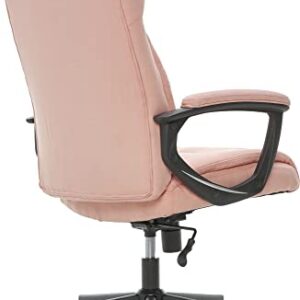 Serta Executive High Back Office Chair with Lumbar Support Ergonomic Upholstered Swivel Gaming Friendly Design, Microfiber, Pink